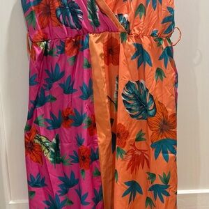 SHEIN Tropical One Piece in Pink and Orange